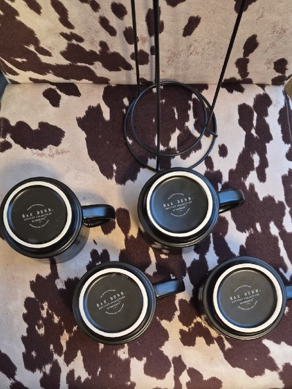 ⚡️RAE DUNN BUNDLE⚡️🖤🖤Black Stackable Coffee Mugs with Black Utensil Caddy🖤🖤 - Picture 10 of 12